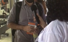 A jornalista Lenilda Luna durante a cobertura da SBPC Alagoas