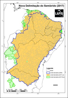 Mapa da nova delimitação do Semiárido Brasileiro